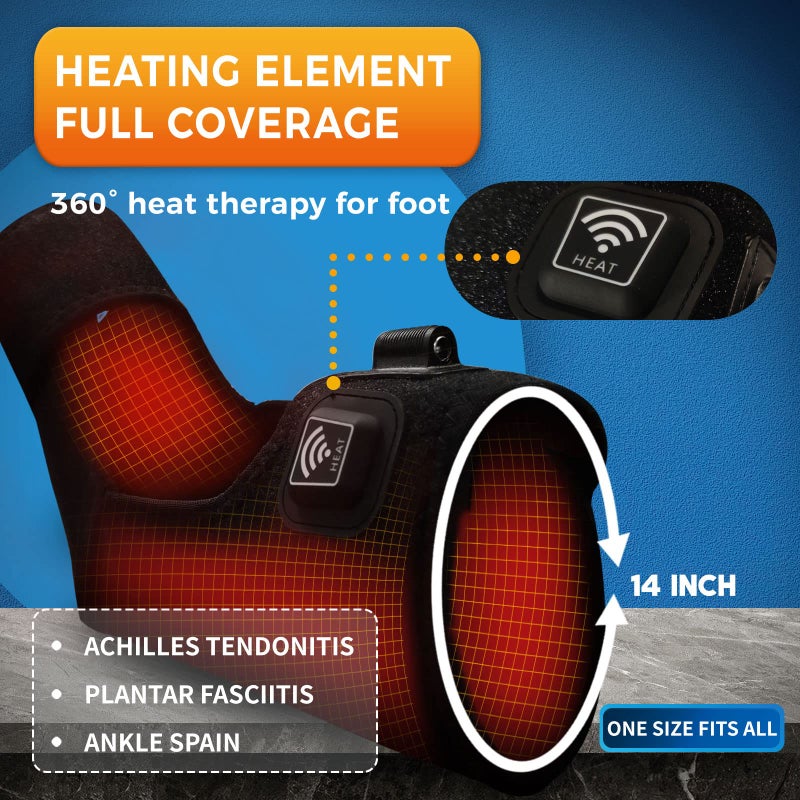 sticro Heated Foot Ankle Brace Wraps For Planters Fasciitis or Achilles Tendinitis Pain Relief, 4 Auto Off Timers Moist Heat Heating Pad for Men Women Arthritis Injury - Image 3